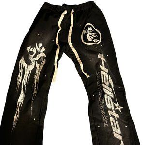 HELLSTAR STUDIOS flare black flame pants